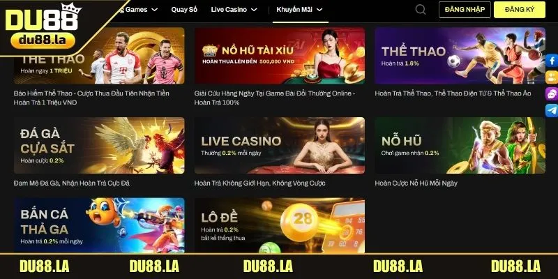 Các sự kiện khuyến mãi thưởng hấp dẫn tại DU88